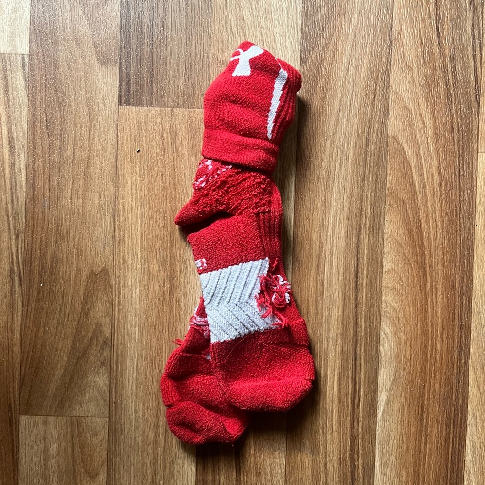Knee high red women’s athletic socks